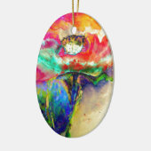 Kleurrijke retro Abstracte Poppy waterverf Keramisch Ornament (Links)