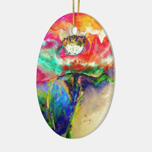 Kleurrijke retro Abstracte Poppy waterverf Keramisch Ornament (Links)