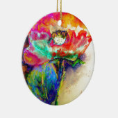 Kleurrijke retro Abstracte Poppy waterverf Keramisch Ornament (Rechts)