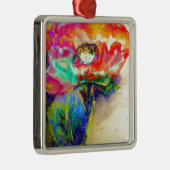 Kleurrijke retro Abstracte Poppy waterverf Metalen Ornament (Rechts)