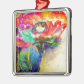 Kleurrijke retro Abstracte Poppy waterverf Metalen Ornament (Links)
