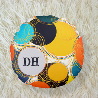 Kleurrijke Retro Abstracte Stippen Personaliseren Rond Kussen