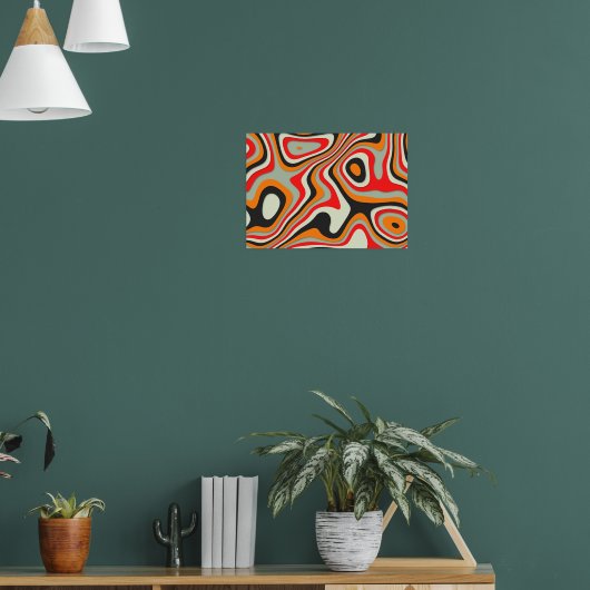 Kleurrijke Retro Abstracte Swirlies Poster (Woonkamer 1)