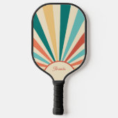 Kleurrijke Retro Abstracte Zonnestralen Sunrise Pickleball Paddle (Achterkant)