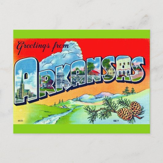 Kleurrijke Retro Arkansas Ansichtkaart Briefkaart (Voorkant)