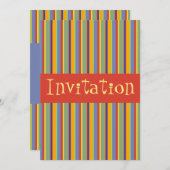 Kleurrijke Retro begin jaren 60 Stripes - Uitnodig Kaart (Voorkant / Achterkant)