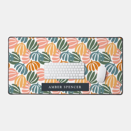 KLEURRIJKE RETRO BLADEREN GROOVY BOTANISCHE Girly Bureaumat (Keyboard & Muis)