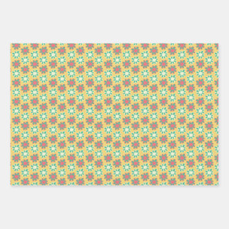 Kleurrijke retro bloem inpakpapier vel