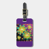 Kleurrijke Retro Bloemen Bagagelabel (Voorkant verticaal)