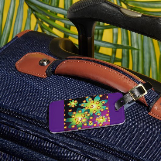 Kleurrijke Retro Bloemen Bagagelabel