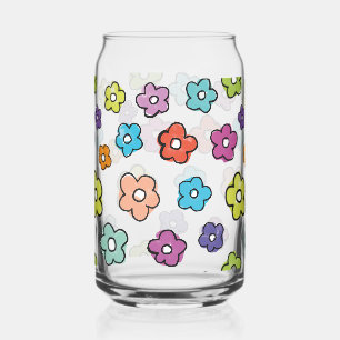 Kleurrijke Retro Bloemen Blikvorm Glas
