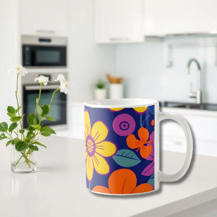 Kleurrijke Retro bloemen-Dopamine stijl Koffiemok