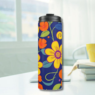 Kleurrijke Retro bloemen-Dopamine stijl Thermosbeker
