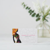 Kleurrijke Retro Bloemen Meisje & Witte Bloemen Da Visitekaartje (Staand voorkant)