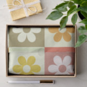 Kleurrijke Retro bloemen op schaakbordpatroon Tissuepapier (Geschenk)