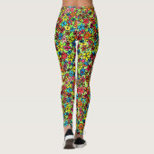 Kleurrijke retro bloemen patroon, met de hand getr leggings (Achterkant)