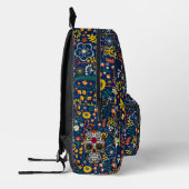 Kleurrijke retro bloemen patroon | retro schedel bedrukte rugzak (Links)