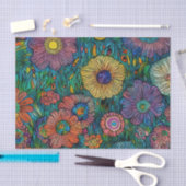 Kleurrijke Retro bloementuin Tissuepapier (Craft)