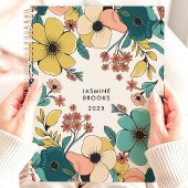 Kleurrijke Retro Bloemige Aangepaste Naam Planner