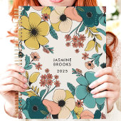 Kleurrijke Retro Bloemige Aangepaste Naam Planner