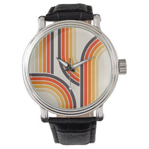 Kleurrijke retro bogen en lijnen horloge