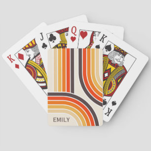 Kleurrijke retro bogen en lijnen pokerkaarten