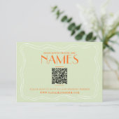 Kleurrijke Retro Bold Unieke  QR Code Wedding RSVP Kaartje (Staand voorkant)