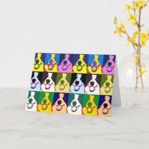 Kleurrijke Retro Border Collie Pop Art 60th Verjaa Kaart
