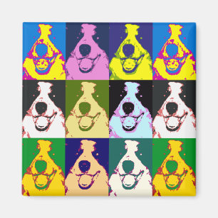 Kleurrijke Retro Border Collie Pop Art Square Magneet