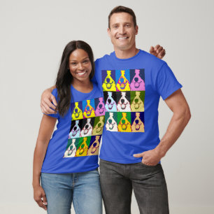 Kleurrijke Retro Border Collie Pop Art Unisex T-shirt