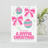 Kleurrijke Retro Bow Ornament Kerst Feestdagenkaart (Staand voorkant)