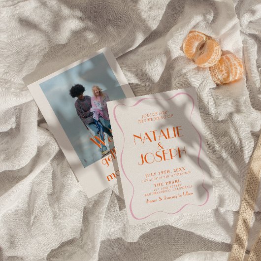 Kleurrijke Retro Bright Fun  Schattigee bruiloft Kaart