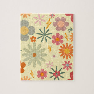 Kleurrijke Retro Daisy Flowers puzzel