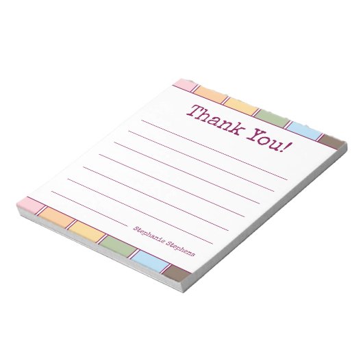 Kleurrijke retro Dank u Jouw naam Lined Notitieblok (Gedraaid)
