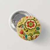 Kleurrijke retro  design floral Button (Voorkant /achterkant)