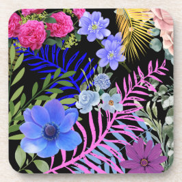 Kleurrijke Retro Floral Fern Bontanical gebladerte Bier Onderzetter