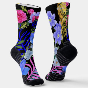 Kleurrijke Retro Floral Fern Bontanical gebladerte Sokken