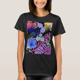 Kleurrijke Retro Floral Fern Bontanical gebladerte T-shirt