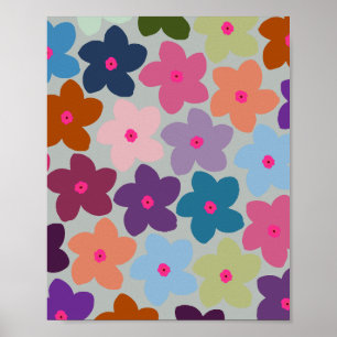 Kleurrijke Retro Floral Poster