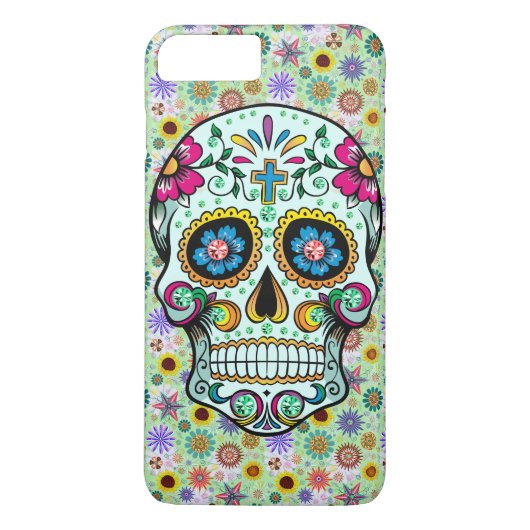 Kleurrijke retro Floral Sugar Skull Case-Mate iPhone Case (Achterkant)