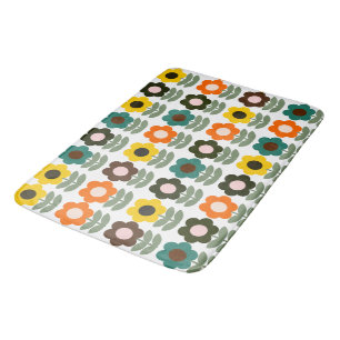 Kleurrijke retro florale badmat