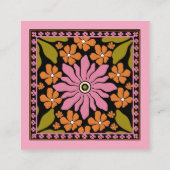 Kleurrijke Retro Flower Patterns Visitekaartje (Achterkant)