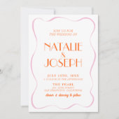 Kleurrijke Retro Fun  Schattigee QR Code Wedding Kaart (Voorkant)