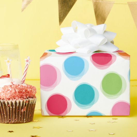 Kleurrijke Retro Fuzzy Fun Polka Dots Kind Cadeaupapier (Verjaardagsfeest)