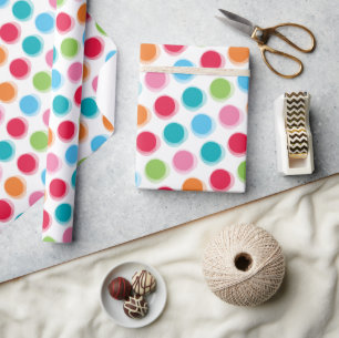 Kleurrijke Retro Fuzzy Fun Polka Dots Kind Cadeaupapier