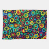 Kleurrijke Retro Geometri Cirkels Willekeurig Patr Theedoek (Horizontaal)