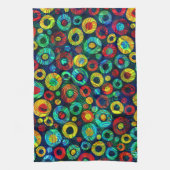 Kleurrijke Retro Geometri Cirkels Willekeurig Patr Theedoek (Verticaal)