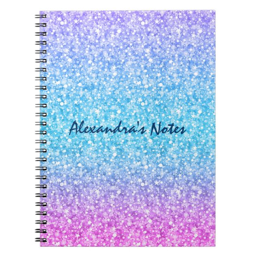 Kleurrijke retro Glitter en Sparkles Notitieboek (Voorkant)