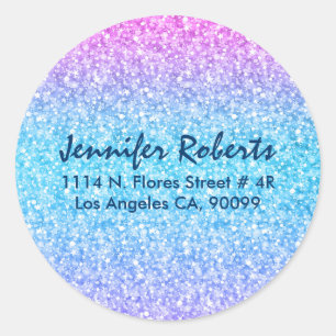 Kleurrijke retro Glitter en Sparkles Ronde Sticker