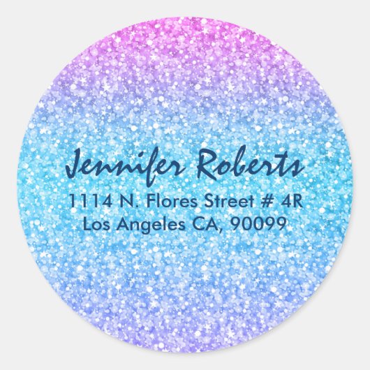 Kleurrijke retro Glitter en Sparkles Ronde Sticker (Voorkant)